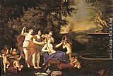 Famous Venus Paintings - Venus Attended by Nymphs and Cupids